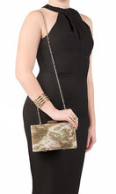 Load image into Gallery viewer, Metallic Gold Print Vegan Leather Clutch 23612
