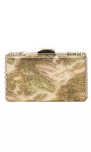 Load image into Gallery viewer, Metallic Gold Print Vegan Leather Clutch
