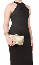 Load image into Gallery viewer, Metallic Gold Print Vegan Leather Clutch
